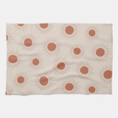 ミニマリストテラコッタ抽象芸術ボーホサンパターン キッチンタオル (横)