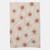 ミニマリストテラコッタ抽象芸術ボーホサンパターン キッチンタオル (縦)