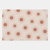 ミニマリストテラコッタ抽象芸術ボーホサンパターン ラッピングペーパーシート (正面3)