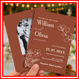 ミニマリストテラコッタ焼きオレンジボホ結婚ズ 招待状