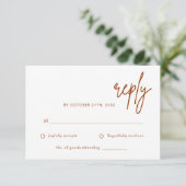 ミニマリストテラコッタ焼きオレンジ結婚ズ 出欠カード (スタンド正面)