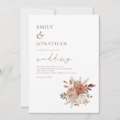 ミニマリストテラコッタ花模様結婚ズ 招待状 (正面)