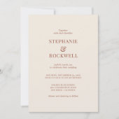 ミニマリストテラコッタ オレンジ色の結婚式 招待状 (正面)