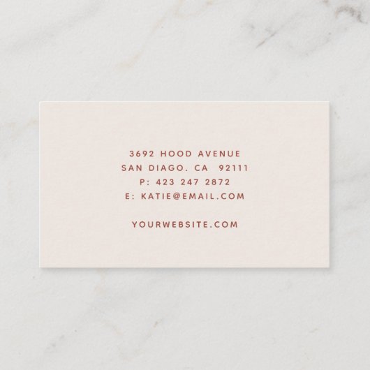 ミニマリストテラコッタ&クリームアーチ美しいラッシュズ 名刺 (裏面)