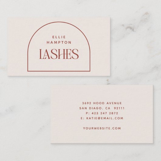 ミニマリストテラコッタ&クリームアーチ美しいラッシュズ 名刺 (正面/裏面)