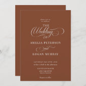 ミニマリストテラコッタ |スお洒落クリプ結婚ト 招待状 (正面/裏面)