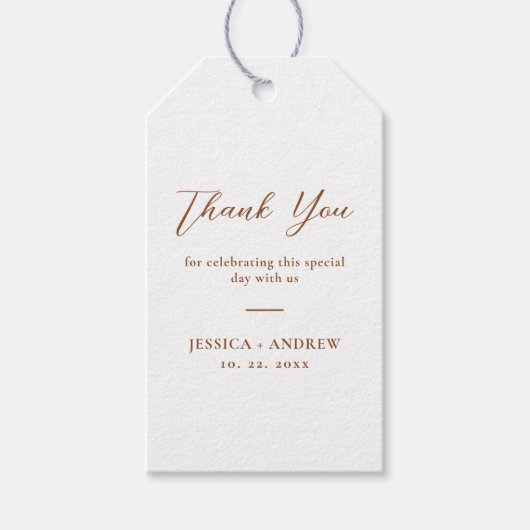 ミニマリストテラコッタ&ホワイトシンプル結婚ズ ギフトタグ (正面)