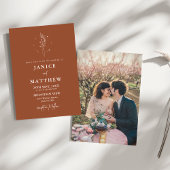 ミニマリストテラコッタ 焼きオレンジ ボヘミアンベディング 招待状