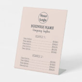 ミニマリストテーブルのトップ価格表台座記号 台座サイン (正面)