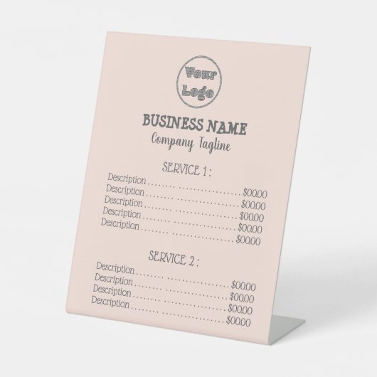 ミニマリストテーブルのトップ価格表台座記号 台座サイン (正面)