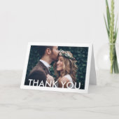 ミニマリストデコタイポグラフィ2写真折り結婚返し サンキューカード (正面)