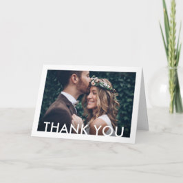 ミニマリストデコタイポグラフィ2写真折り結婚返し サンキューカード