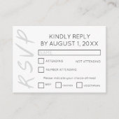 ミニマリストデザインのホワイトRSVPカード エンクロージャーカード (正面)