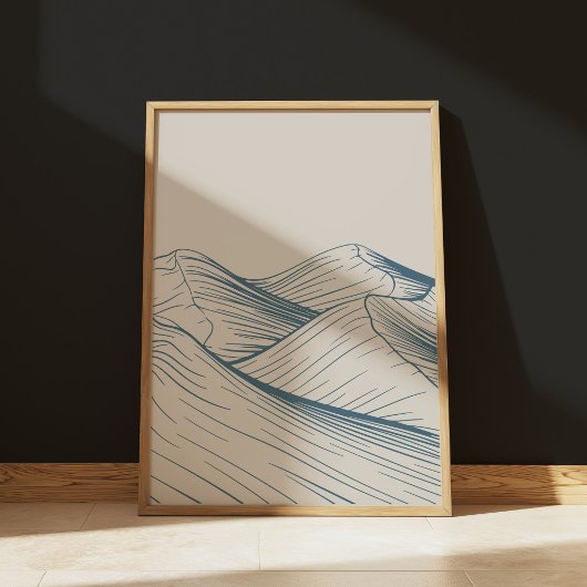 ミニマリストデザートラインアートランドスケープスケッチ ポスター