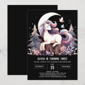 ミニマリストデジタルホース誕生日 招待状 (正面/裏面)