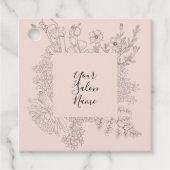 ミニマリストデリケートピンク赤面ライン描フローラ フェイバータグ (正面)