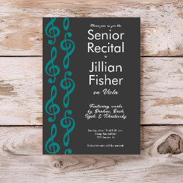 ミニマリストトレブルクレフ、 音符記号シニアミュージックリサイタル 招待状