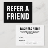 ミニマリストトレンディーは、友人を白黒で参照 紹介カード (正面/裏面)