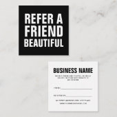 ミニマリストトレンディーは、友人を白黒で参照 紹介カード (正面/裏面)