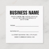 ミニマリストトレンディーは、友人を白黒で参照 紹介カード (裏面)