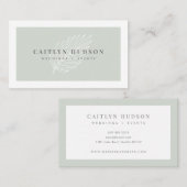 ミニマリストトレンディーエレガントセージグリーンホワイトパーム 名刺 (正面/裏面)