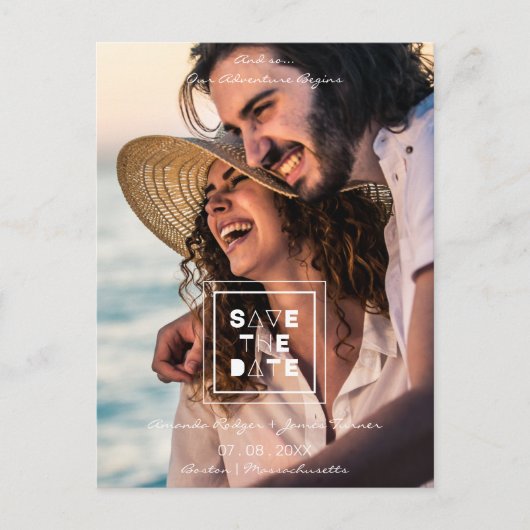 ミニマリストトレンディーロマンチック結婚フォトカップルズ ポストカード (正面)