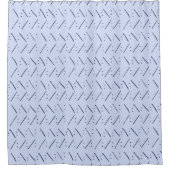 ミニマリストドットnダッシュ藍色パターン シャワーカーテン (正面)