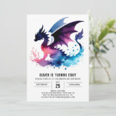 ミニマリストドラゴン誕生日カスタム 招待状 (スタンド正面)