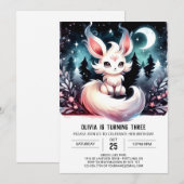 ミニマリストドリーミーウルフ誕生日 招待状 (正面/裏面)