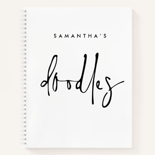 ミニマリストドードルズ名白黒スケッチブック ノートブック (正面)