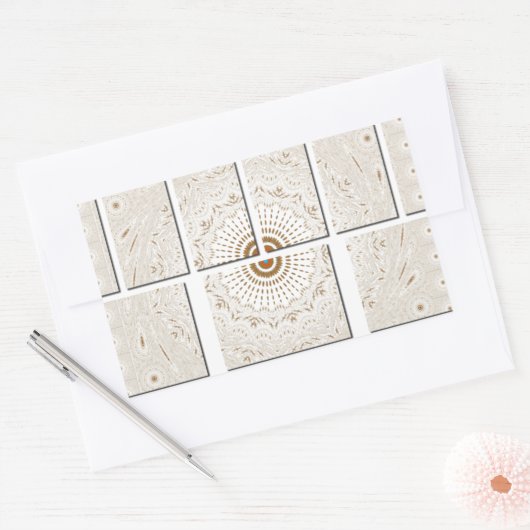 ミニマリストニュートラルジオメトリベージュ色デザイン 長方形シール (封筒)