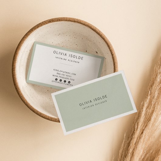 ミニマリストニュートラルモダングリーンボホトレンディーユニーク 名刺