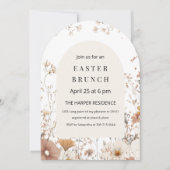 ミニマリストニュートラルワイルドフラワーイースター 招待状 (正面)