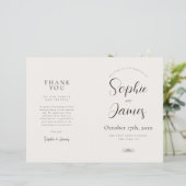 ミニマリストニュートラル折畳み教会結婚式 プログラム (スタンド正面)