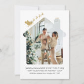 ミニマリストニューホームフォト金ゴールドサンタズリームービング シーズンカード (正面)