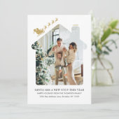 ミニマリストニューホームフォト金ゴールドサンタズリームービング シーズンカード (スタンド正面)