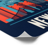 ミニマリストニューヨークランドスケープフラットベクターアート ポスター (角)