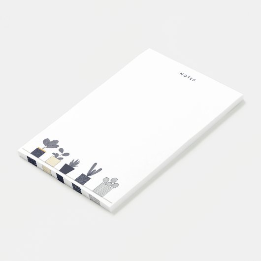 ミニマリストネイビークリーム鉢植えイラストレーション ポストイット (アングル)