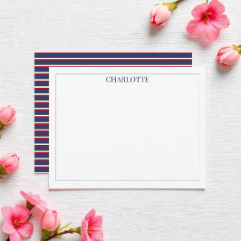 ミニマリストネイビーストライプルクラシックシックモダン ノートカード