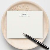 ミニマリストネイビーブルーアイボリーシンプルモノグラエレガントム ノートカード