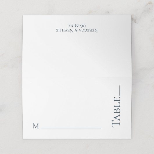 ミニマリストネイビーブルーウェディングレセプション座席表 プレイスカード (外部開封)