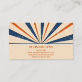 ミニマリストネイビーブルーオレンジストライプレトロボホ 名刺 (裏面)