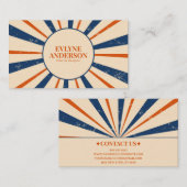 ミニマリストネイビーブルーオレンジストライプレトロボホ 名刺 (正面/裏面)