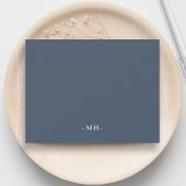 ミニマリストネイビーブルーホワイトシンプルモノグエレガントラム ノートカード