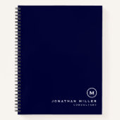 ミニマリストネイビーブルーモノグラムイニシャルノート ノートブック (正面)