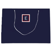 ミニマリストネイビーブルーモノグラムラージ抱き枕 ラージペーパーバッグ (正面)