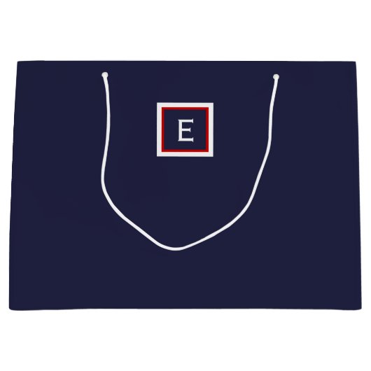 ミニマリストネイビーブルーモノグラムラージ抱き枕 ラージペーパーバッグ (正面)