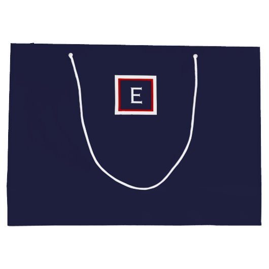 ミニマリストネイビーブルーモノグラムラージ抱き枕 ラージペーパーバッグ (裏面)