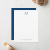 ミニマリストネイビーブルー名前をカスタムするパーソナル ノートカード (正面/裏面インサイチュ)