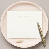 ミニマリストネイビーブルー金ゴールドシンプルモノグラエレガントム ノートカード